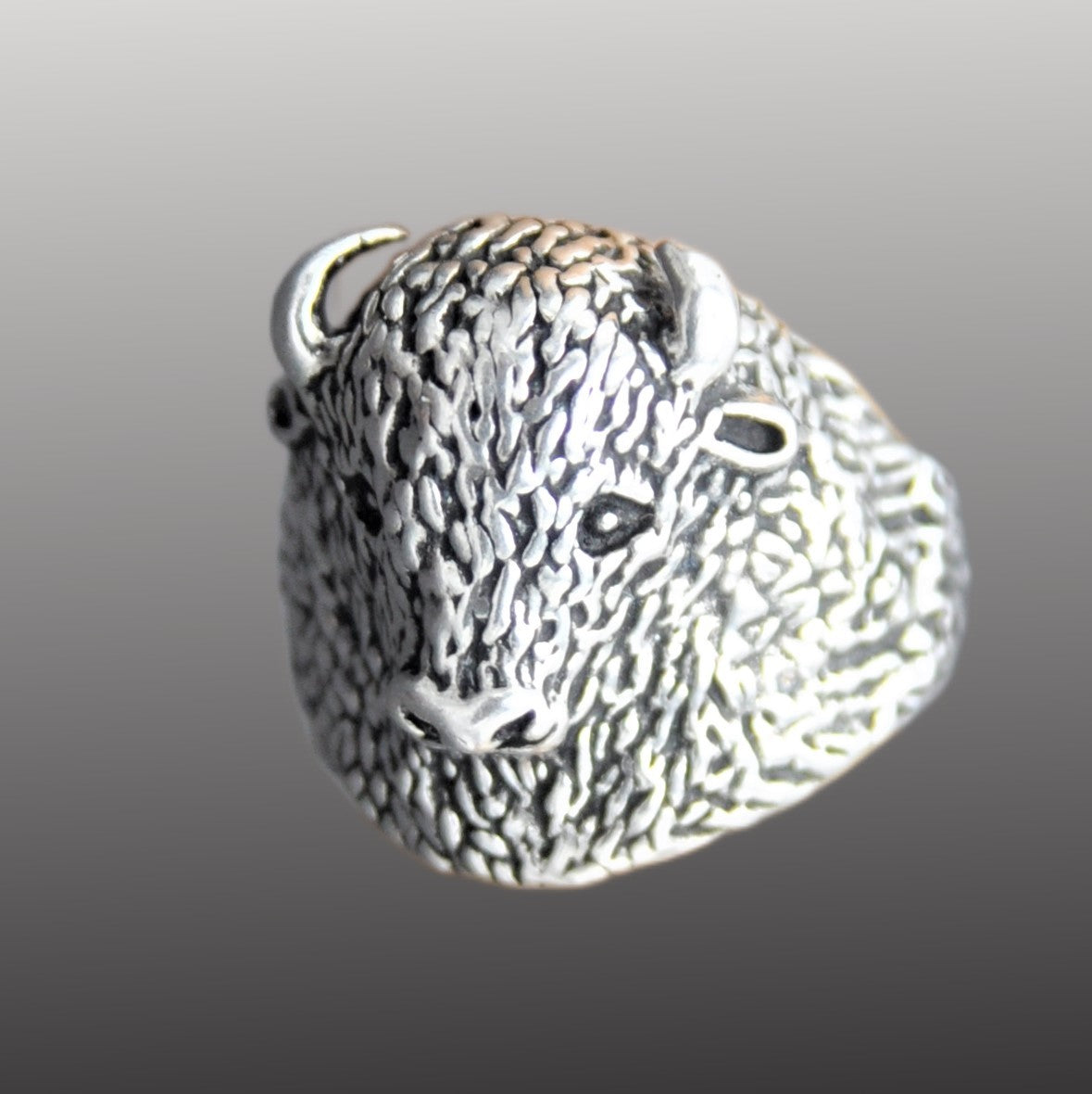 Buffalo or Bison Ring Sterling Silver .925  Men's Ring size 8-15