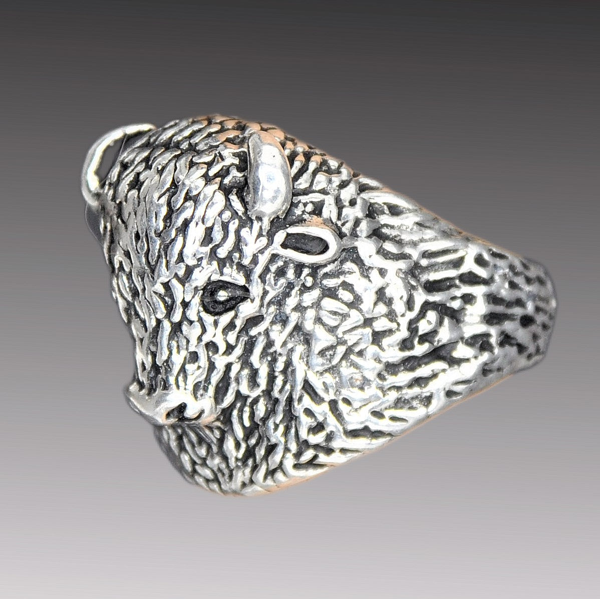 Buffalo or Bison Ring Sterling Silver .925  Men's Ring size 8-15