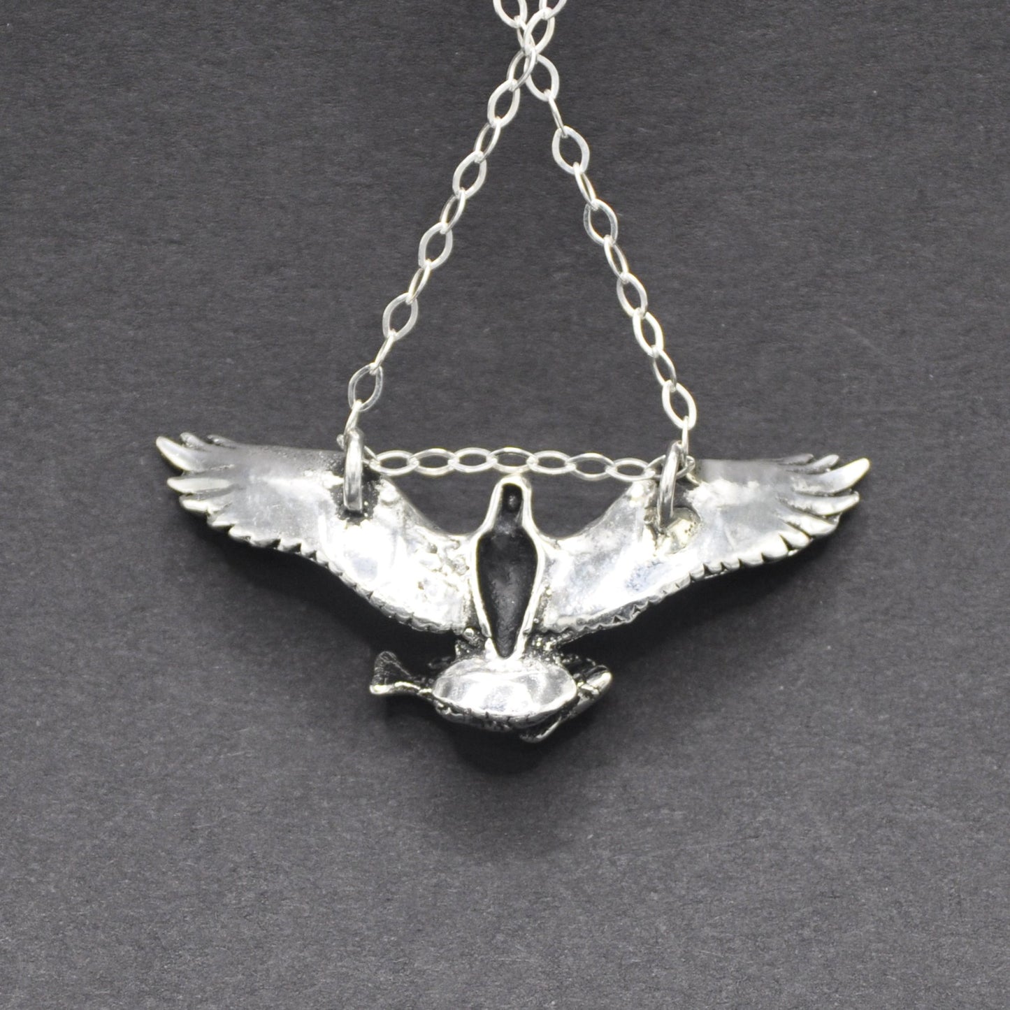 Eagle with Fish Pendant Recycled Sterling Silver .925 Cable Chain Endangered Species