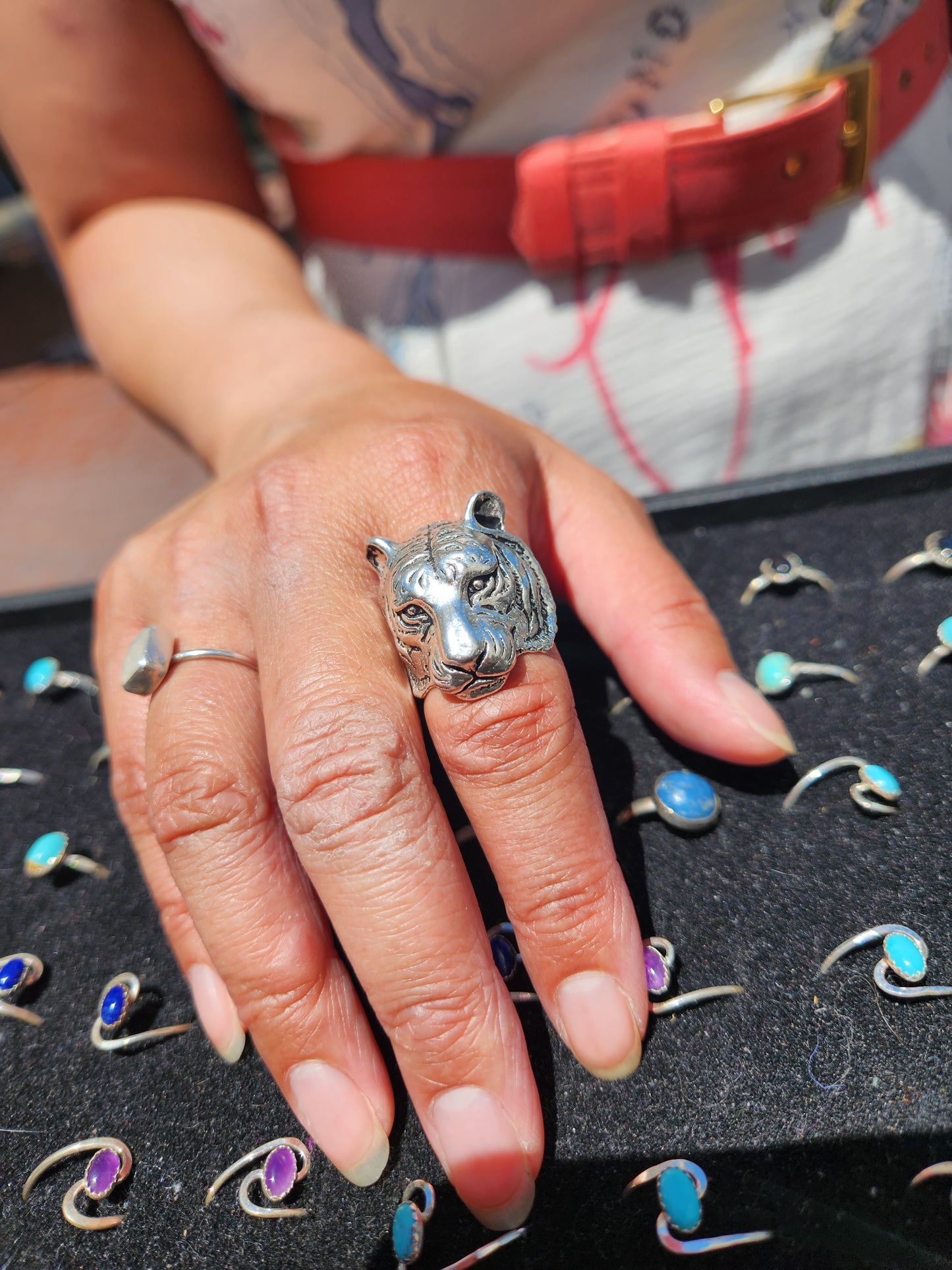 Tiger Ring in Sterling Silver Endangered Species Handcrafted Jewelry for Men or Women