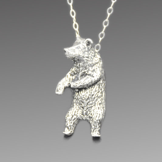 Bear Necklace Recycled Sterling Silver .925 Cable Chain Endangered Species