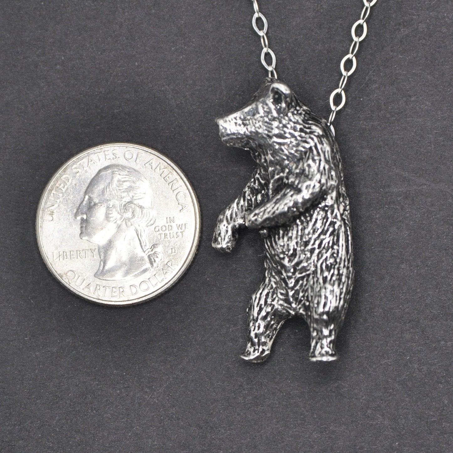 Bear Necklace Recycled Sterling Silver .925 Cable Chain Endangered Species