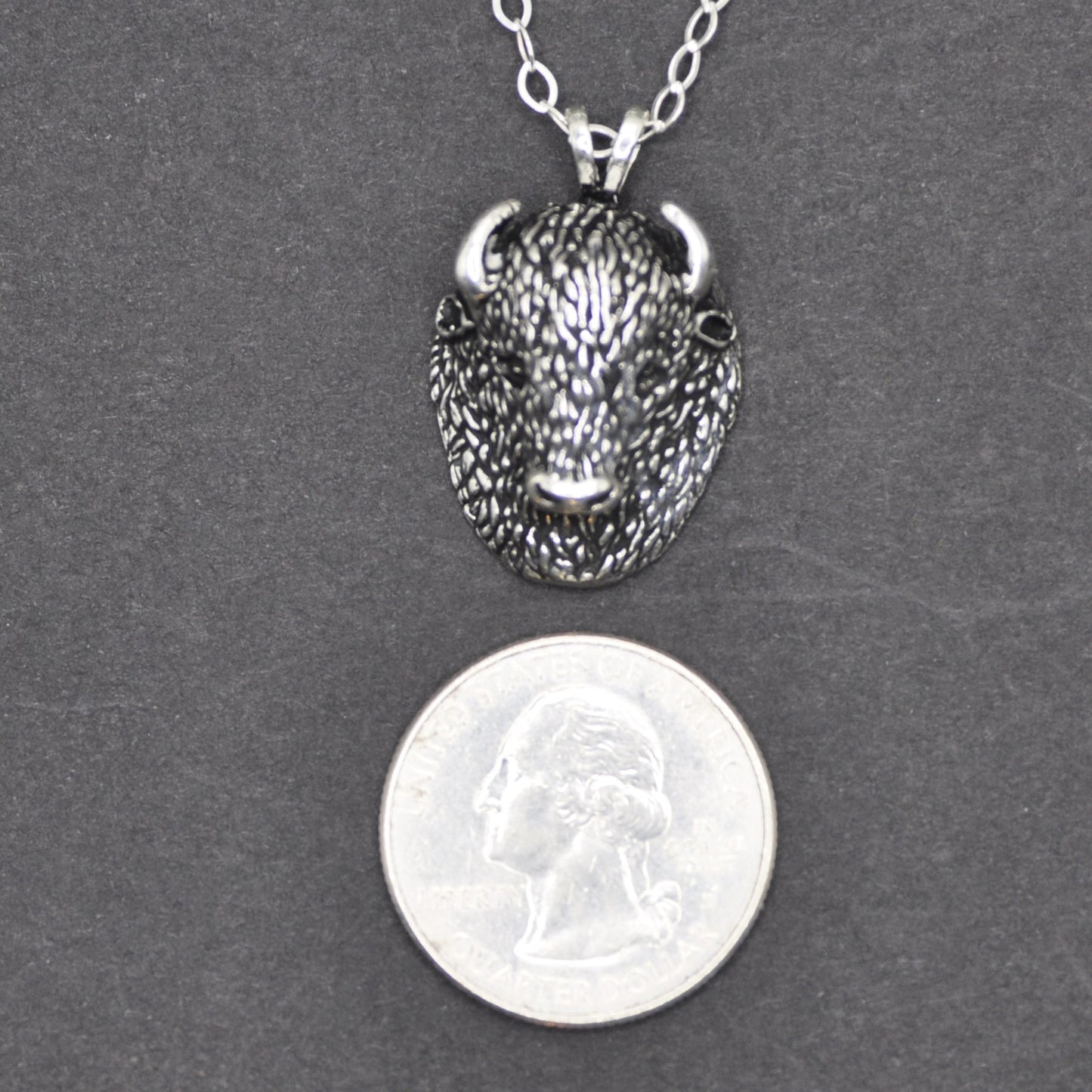Buffalo Bison Pendant Recycled Sterling Silver .925 18 Inch Cable Chain Endangered Species
