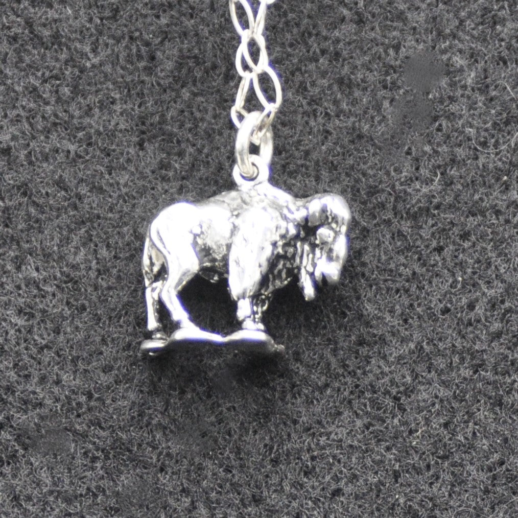 Buffalo Bison Necklace Recycled Sterling Silver .925 Cable Chain Vulnerable Species