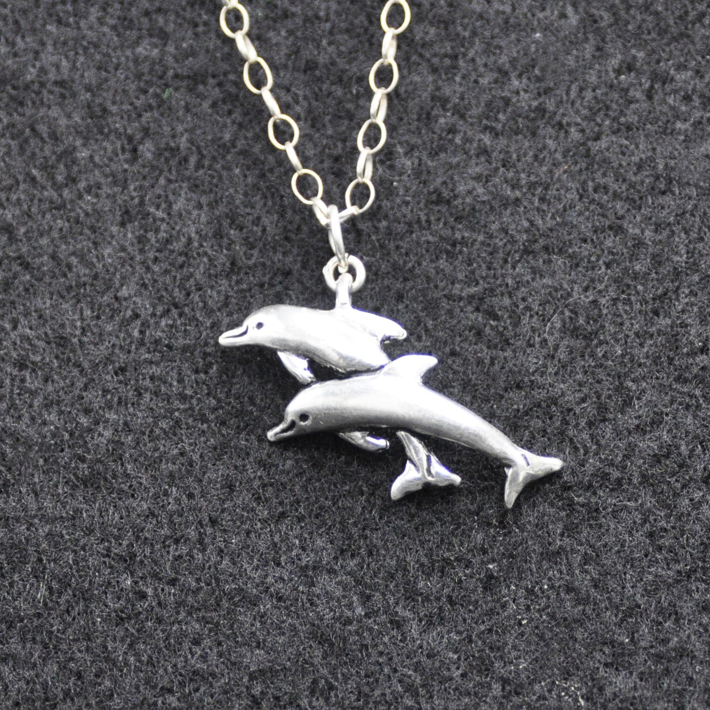 Dolphin Necklace Recycled Sterling Silver .925 Cable Chain Endangered Species