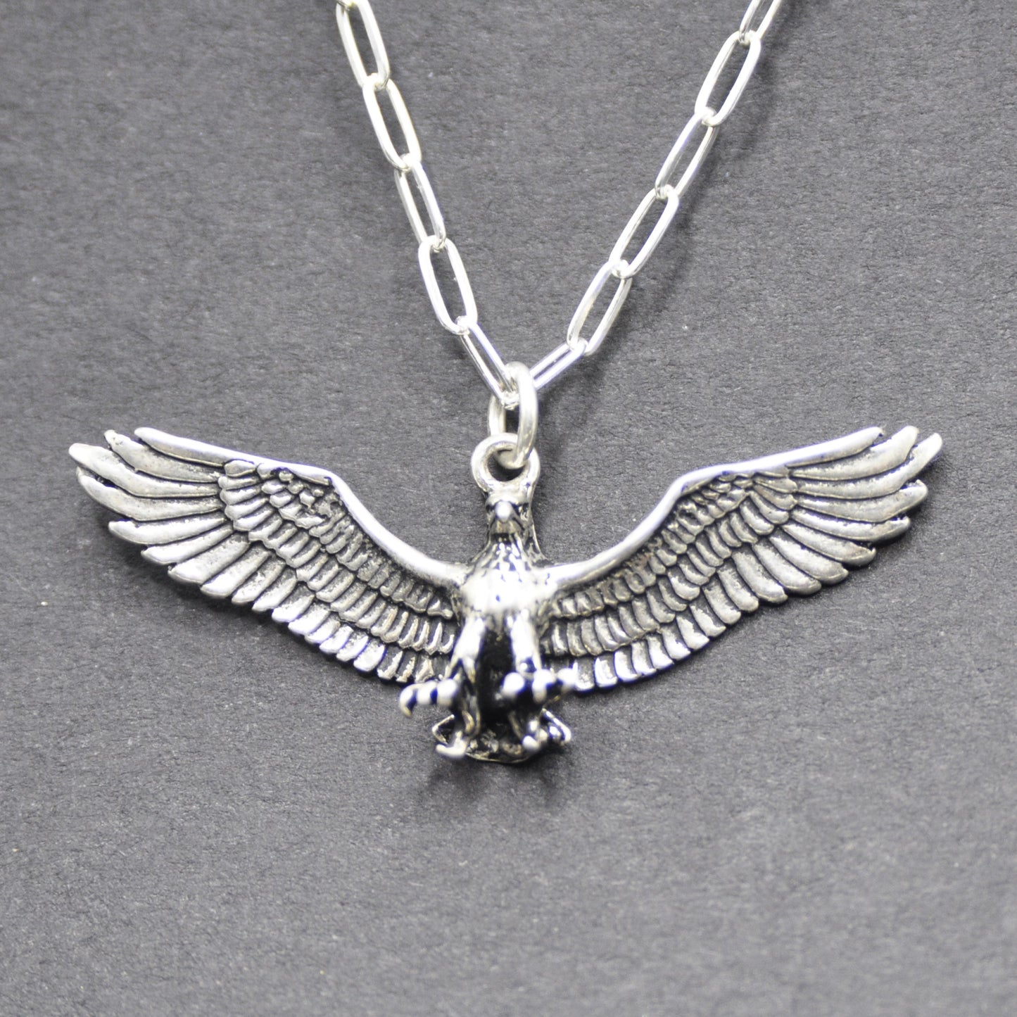 Eagle Pendant Recycled Sterling Silver .925 18 Inch Cable Chain Endangered Species