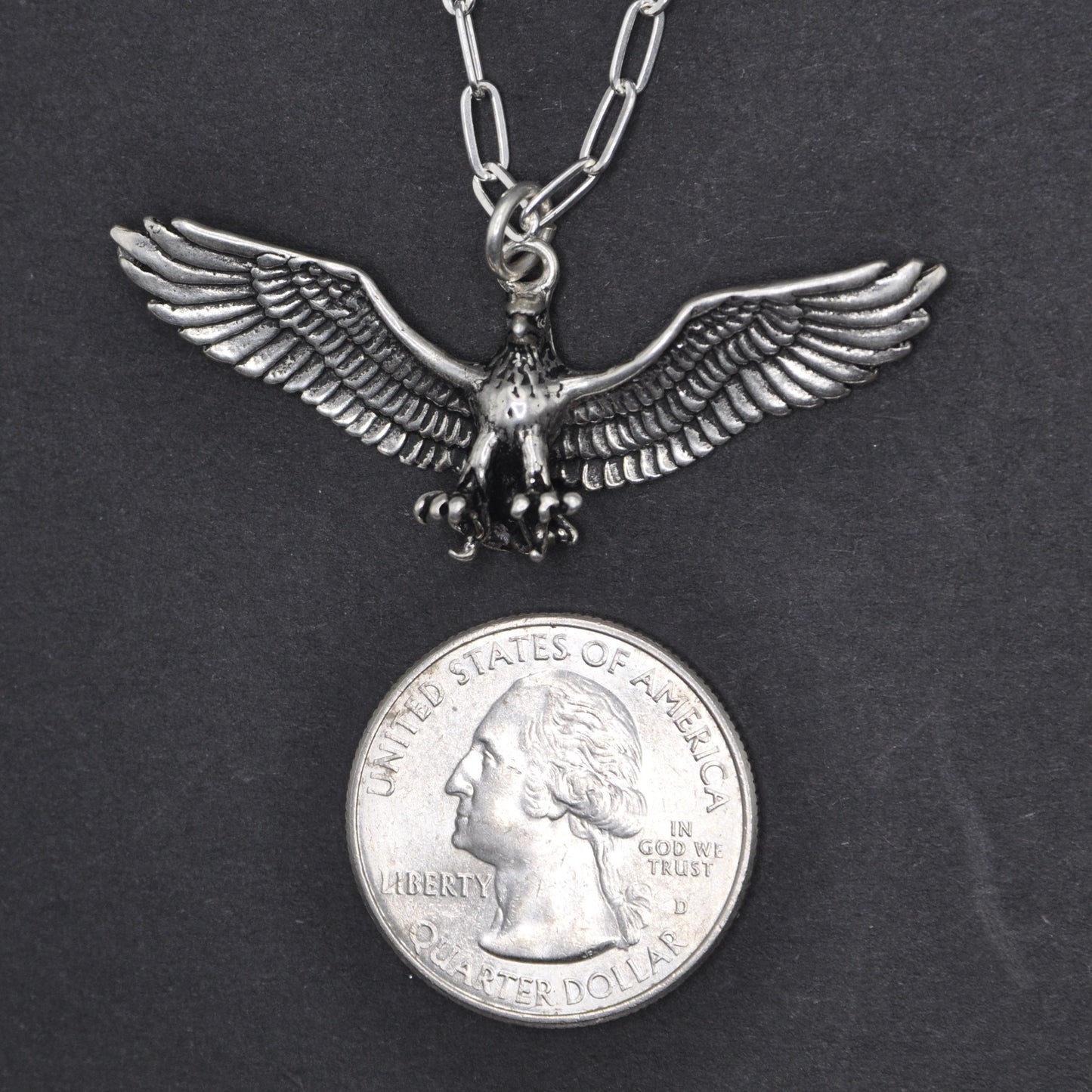 Eagle Pendant Recycled Sterling Silver .925 18 Inch Cable Chain Endangered Species