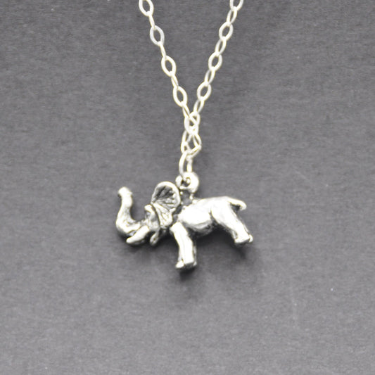 Elephant Pendant Recycled Sterling Silver .925 Cable Chain Endangered Species