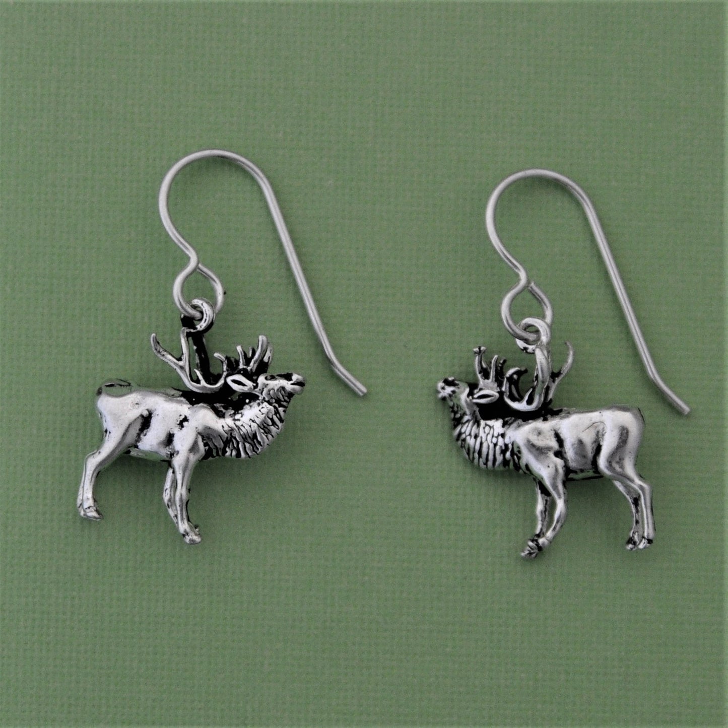 Elk Earrings, Sterling Silver with sterling silver ear wires, Gift for Women, Yellowstone Species, Intricately Detailed
