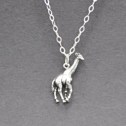 Giraffe Pendant Necklace Recycled Sterling Silver .925 Cable Chain Vulnerable Species