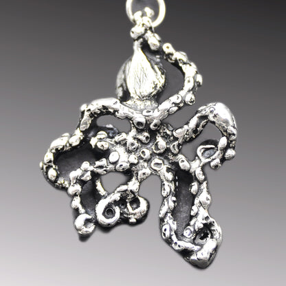 Octopus Pendant Recycled Sterling Silver .925 18 Inch Cable Chain Endangered Species