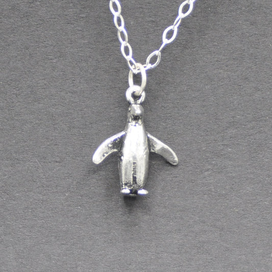 Penguin Necklace Recycled Sterling Silver .925 Cable Chain Endangered Species