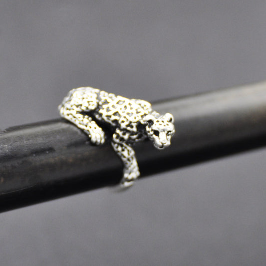 Snow Leopard Ring, Sterling Silver, .925, Endangered Species. Size 5-9 available