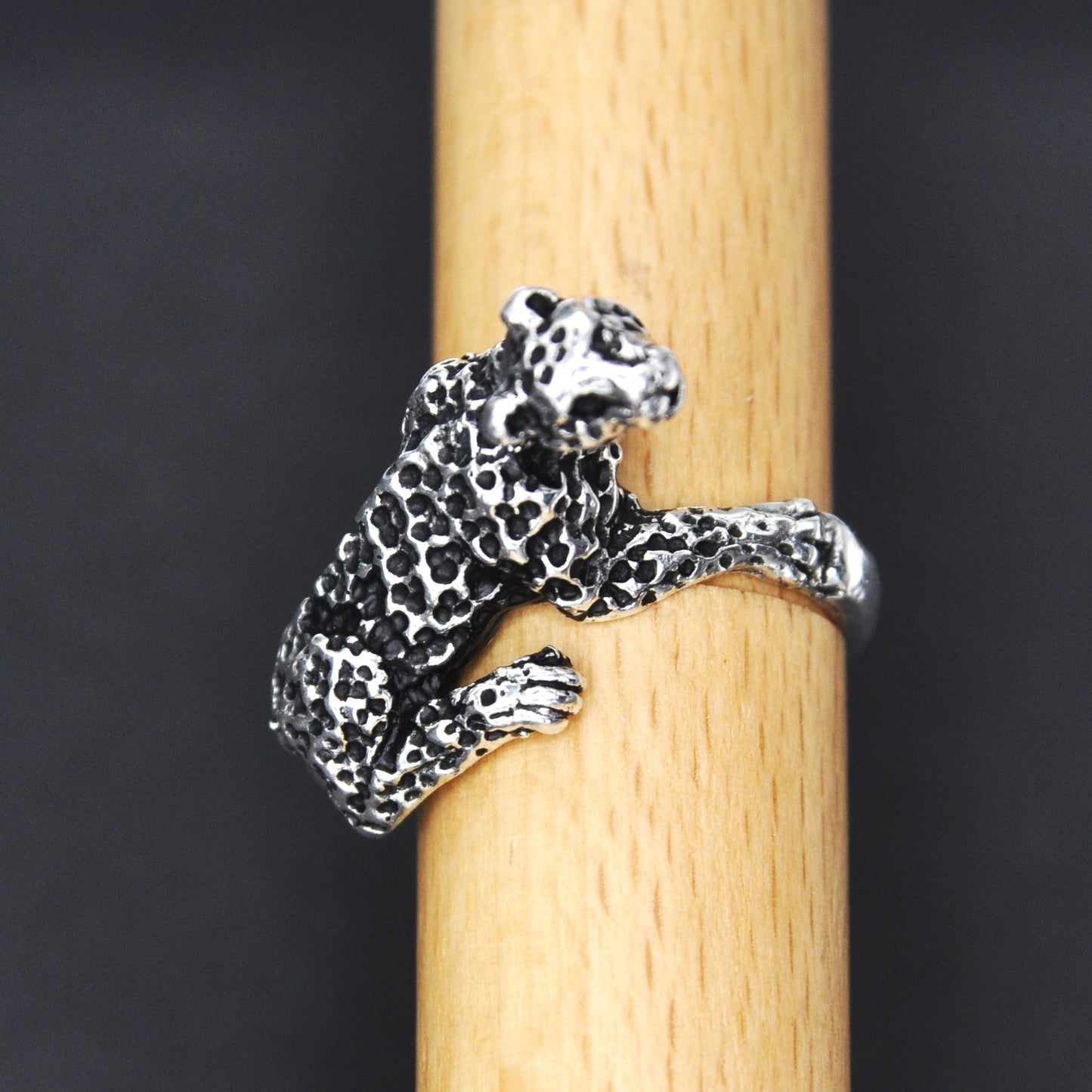 Snow Leopard Ring, Sterling Silver, .925, Endangered Species.