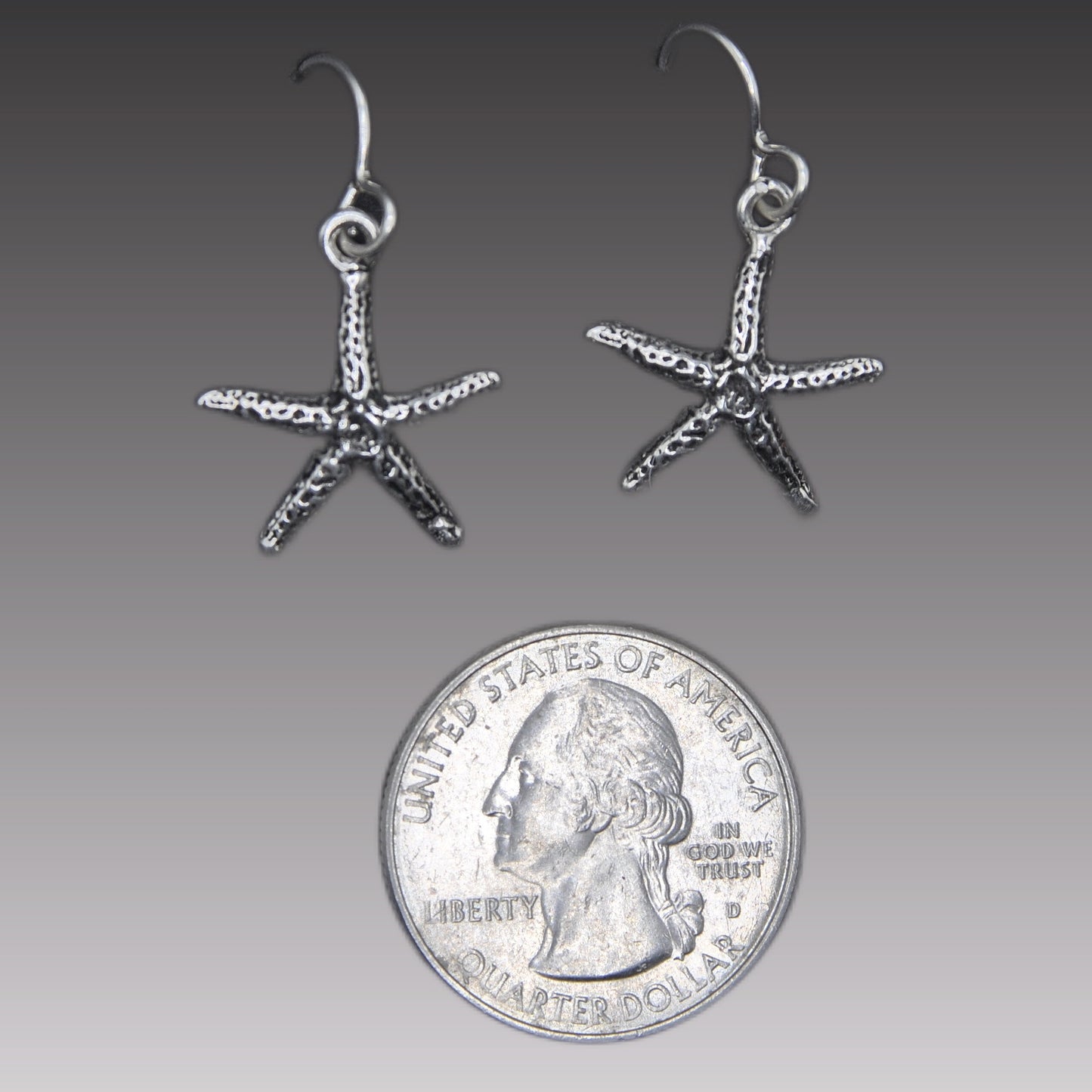 Starfish Earrings, Handcrafted Recycled Silve Sea Star Jewelry Endangered Species .925