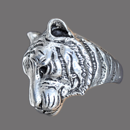 Tiger Ring in Sterling Silver Endangered Species Handcrafted Jewelry for Men or Women