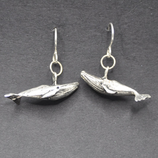 Whale Earrings, Handcrafted Recycled Silver Blue Whale Jewelry Endangered Species