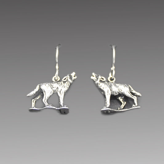 Wolf earrings, intricately designed Handcrafted Silver Jewelry Vulnerable Species