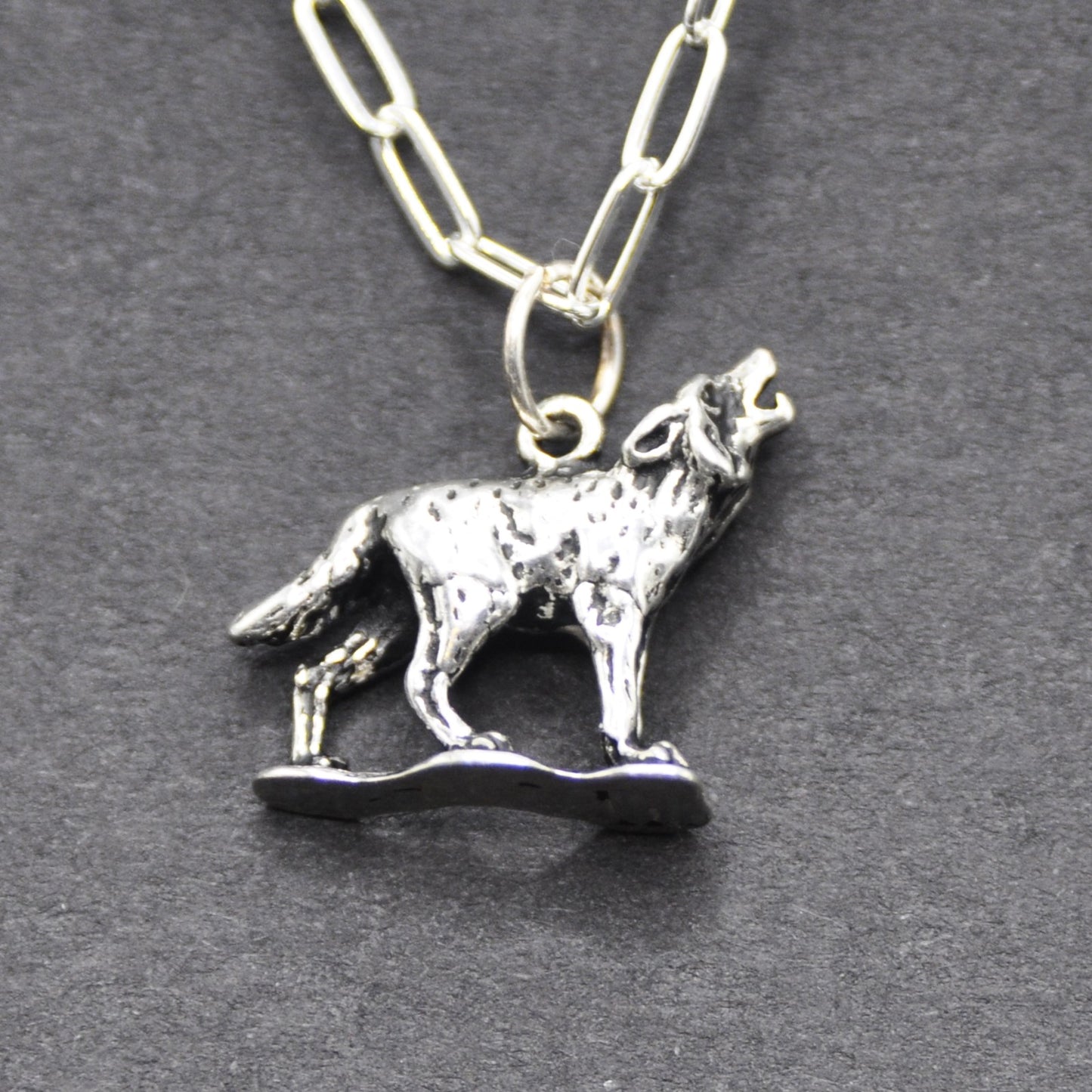 Wolf Necklace Recycled Sterling Silver .925 Cable Chain Endangered Species