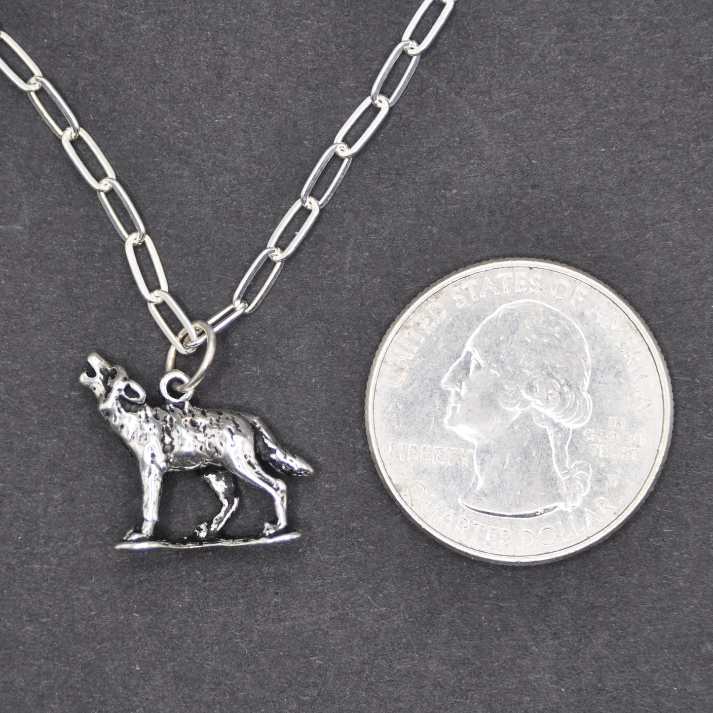 Wolf Necklace Recycled Sterling Silver .925 Cable Chain Endangered Species