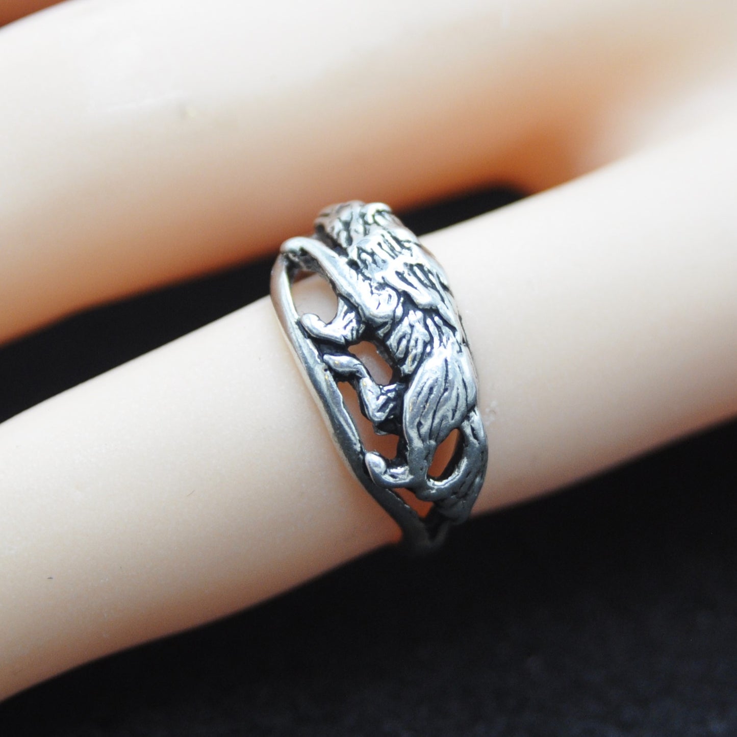 Wolf Ring Sterling Silver .925 Vulnerable Species Size 6-12 For Men or Women