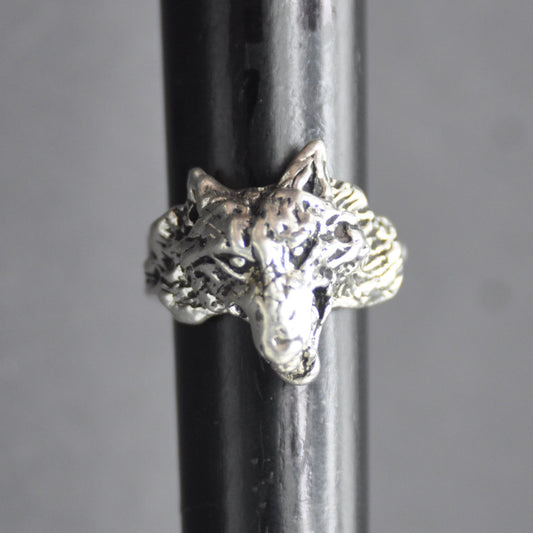 Wolf Ring Large Sterling Silver Endangered Species Handcrafted Size 6-12